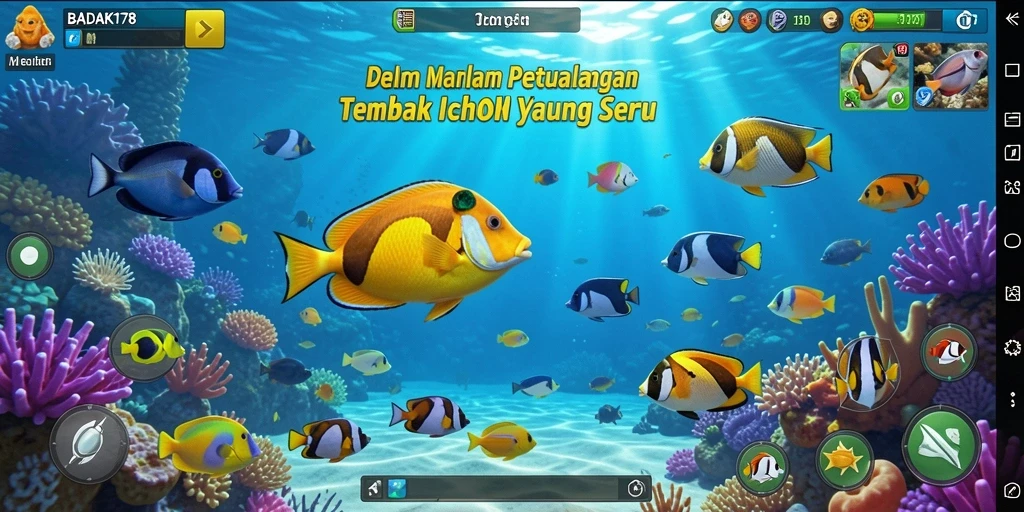 Menampilkan aksi seru dalam game Tembak Ikan BADAK178.