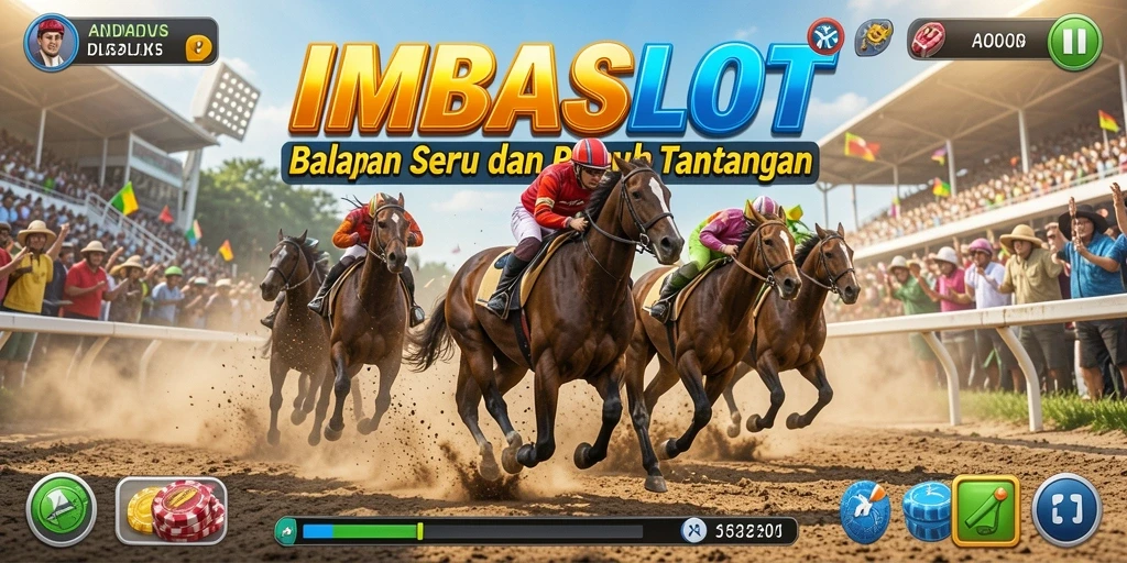 Tampilan gameplay seru IMBASLOT saat balapan di trek menantang.