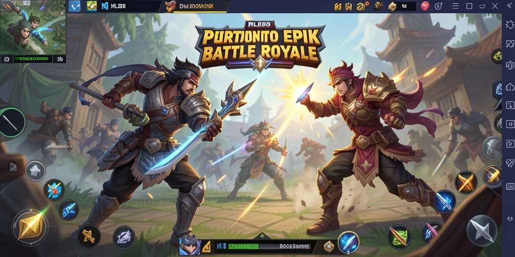 Screenshot utama MLBB8 menampilkan aksi intens dalam gameplay Battle Royale.