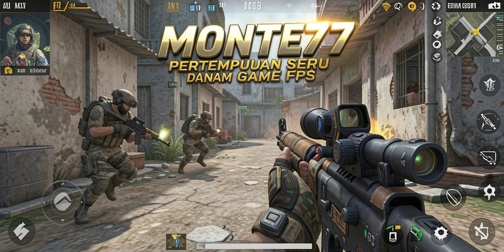 Tangkapan layar gameplay <strong>MONTE77</strong> menunjukkan aksi tembak-menembak yang seru dan realistis.